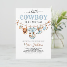 A Little Cowboy Wild West Blue Cowboy Baby Shower Einladung