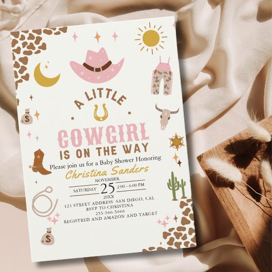 A Little Cowgirl Is on The Way Cute Baby Shower Einladung