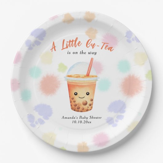 A Little Cu-Tea Bubble Tea Baby Shower Pappteller (Vorderseite)