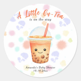 A Little Cu-Tea Bubble Tea Baby Shower Runder Aufkleber