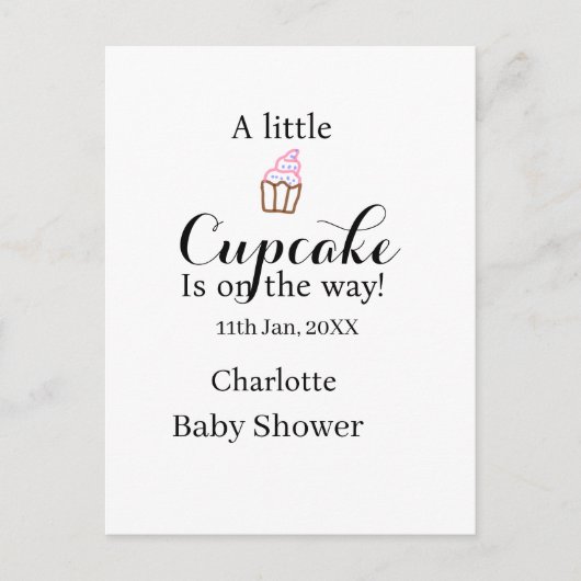 A little cupcake is on its way baby shower name da postkarte (Vorderseite)