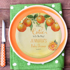 A Little Cutie Citrus Watercolor Baby Shower Pappteller