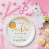 A Little Cutie Is On The Way Orange Baby Shower  Pappteller (Party)