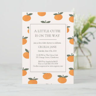 A Little Cutie Orange Gender Neutral Baby Shower Einladung