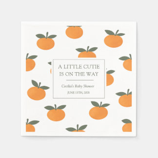 A Little Cutie Orange Gender Neutral Baby Shower Serviette