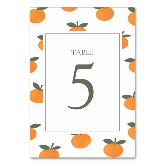 A Little Cutie Orange Gender Neutral Citrus Modern Tischnummer (Vorderseite)