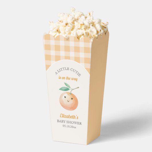 A Little Cutie Orange Gingham Citrus Baby Shower Geschenkschachtel (Geplatzt)