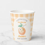 A Little Cutie Orange Gingham Citrus Baby Shower Pappbecher (Vorderseite)