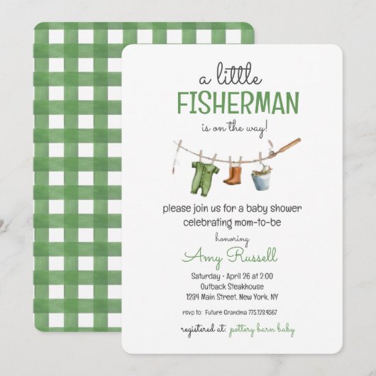 A Little Fisherman Baby Shower Invitation Einladung (Vorne/Hinten)
