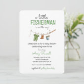A Little Fisherman Baby Shower Invitation Einladung (Stehend Vorderseite)