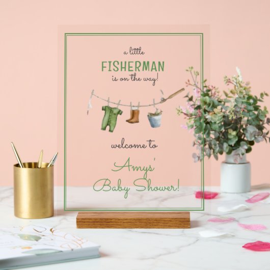 A Little Fisherman Baby Shower Welcome Acrylschild (Hochzeit)