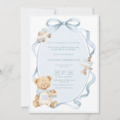A Little Gentleman Blue Boy Bear Baby  Einladung (Vorderseite)