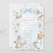 A Little Gentleman Blue Boy Bear Baby  Einladung (Vorderseite)
