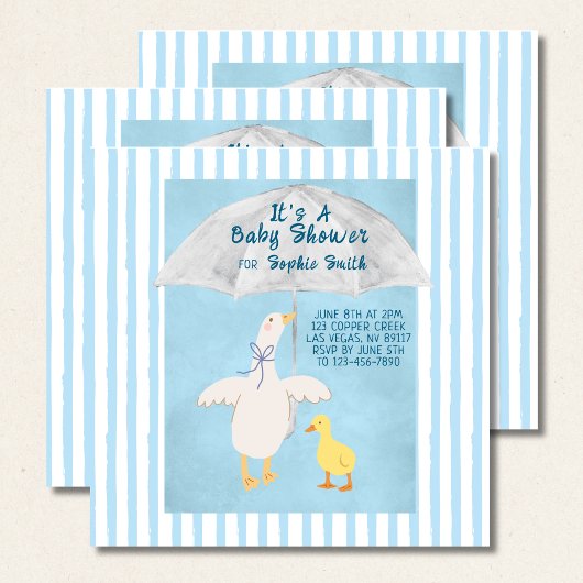 A Little Goose Is On The Way Baby Shower Square Einladung