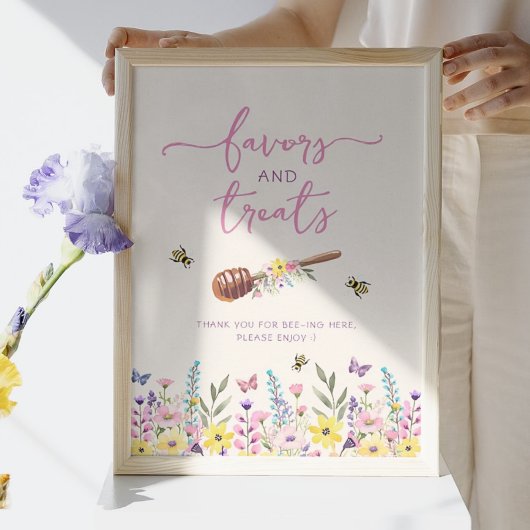 A Little Honey Baby Shower Favors & Treats Sign Poster