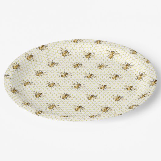 A little Honey Is On The Way Baby Shower Pappteller (Schrägansicht)