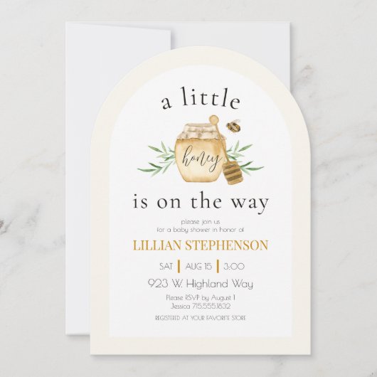 A Little Honey Is On The Way Bee Baby Shower Einladung (Vorderseite)