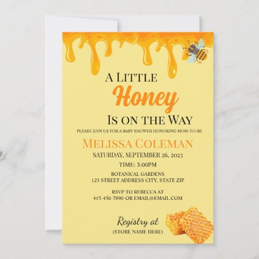 A Little Honey Is on the Way Invitation Einladung (Vorderseite)