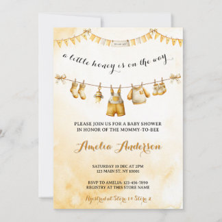 A little Honey On The Way Clothesline Baby Shower Einladung