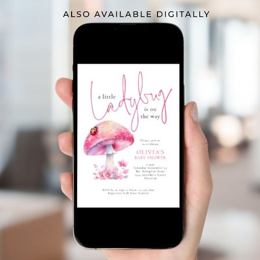 A Little Lady Bug Toadstool Baby Shower Einladung