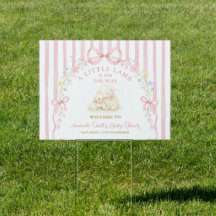 A little lamb baby shower Pink Bow Welcome Yard