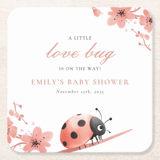A Little Love Bug Is On The Way Baby Shower Rechteckiger Pappuntersetzer (Vorderseite)