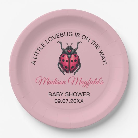 A Little Love Bug Is On The Way Ladybug Pappteller (Vorderseite)