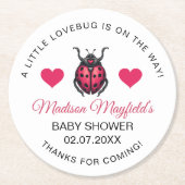 A Little Love Bug Is On The Way Ladybug Runder Pappuntersetzer (Vorderseite)