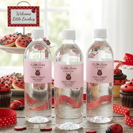 A Little Love Bug Is On The Way Ladybug Wasserflaschenetikett