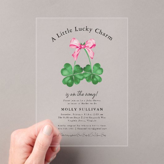 A Little Lucky Charm Shamrock Coquette Bow  Acryleinladungen (Insitu (Handheld))