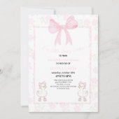 A Little Lucky Duckie Pink Bow Floral Baby Shower Einladung (Vorderseite)