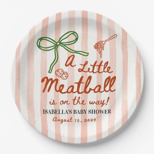 A little meatball is on the way Green Bow Pappteller (Vorderseite)