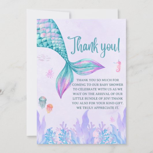 a Little Mermaid is on her way  Dankeskarte (Vorderseite)