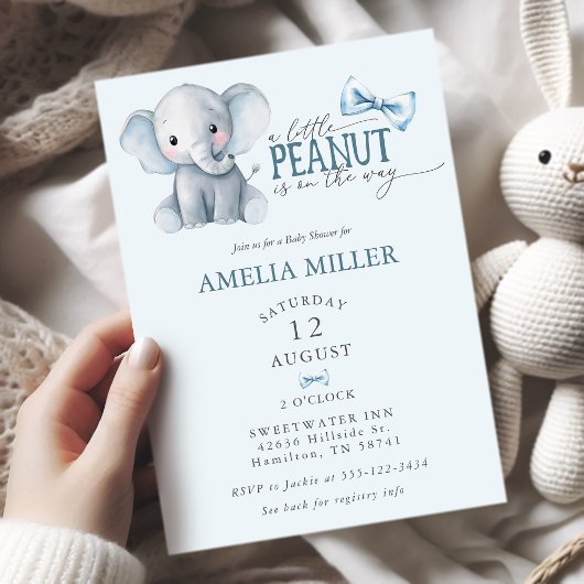 A Little Peanut is on the Way Elephant Baby Shower Einladung