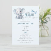 A Little Peanut is on the Way Elephant Baby Shower Einladung (Stehend Vorderseite)