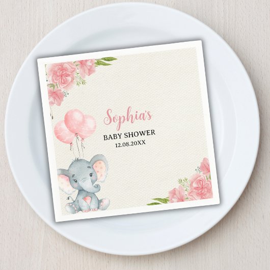 A Little Peanut is on the Way Elephant baby shower Serviette