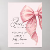 A Little Pearl Pink Bow Baby Shower Welcome Poster (Vorne)