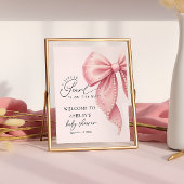 A Little Pearl Pink Bow Baby Shower Welcome  Poster