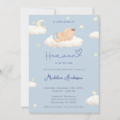 A Little Piece of Heaven Clouds Baby Boy Shower Einladung (Vorderseite)