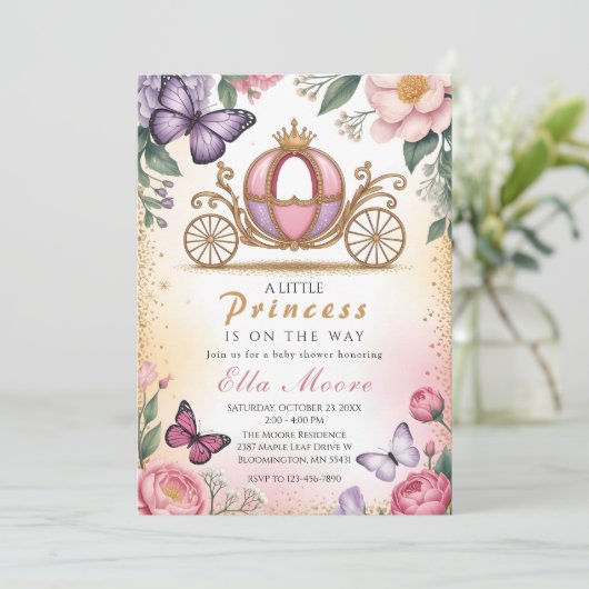 A Little Princess Baby Shower Einladung (Stehend Vorderseite)