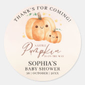 "A Little Pumpkin" Baby Shower – Fall Theme Runder Aufkleber (Vorderseite)