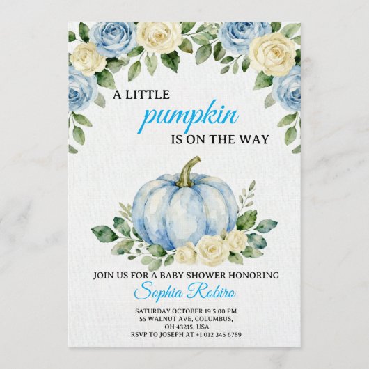 A Little Pumpkin” Baby Shower Invitation Einladung (Vorderseite)