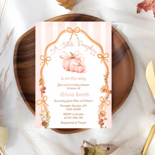 A Little Pumpkin Fall Autumn Floral Baby Shower Einladung