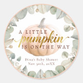 A Little Pumpkin Fall Baby Shower Favor Sticker (Vorderseite)