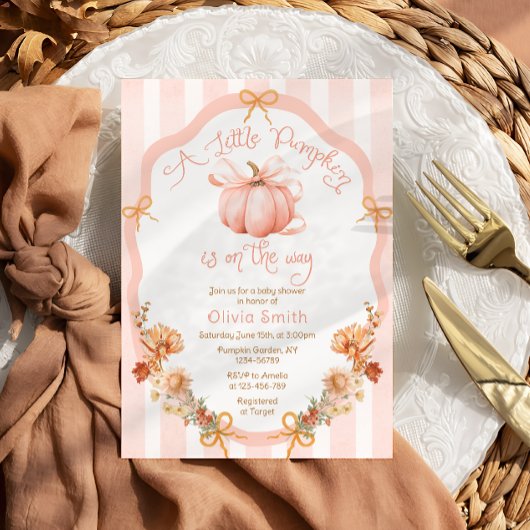 A Little Pumpkin Fall Floral Baby Shower Einladung