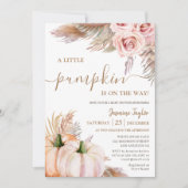 A Little Pumpkin Floral Fall Pumpkin Baby Shower Einladung (Vorderseite)
