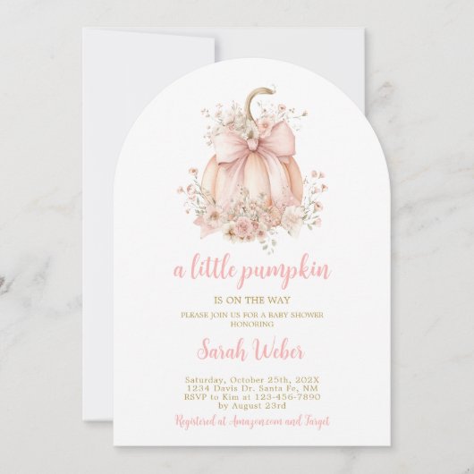 A little pumpkin gingham fall baby shower girl einladung (Vorderseite)