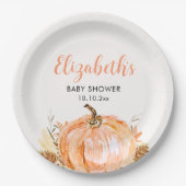a Little Pumpkin is Coming, Baby Shower Pappteller (Vorderseite)