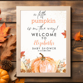 A Little Pumpkin is on her Way, Baby Shower Poster