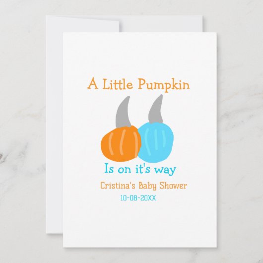 A little pumpkin is on it's way baby shower orange einladung (Vorderseite)